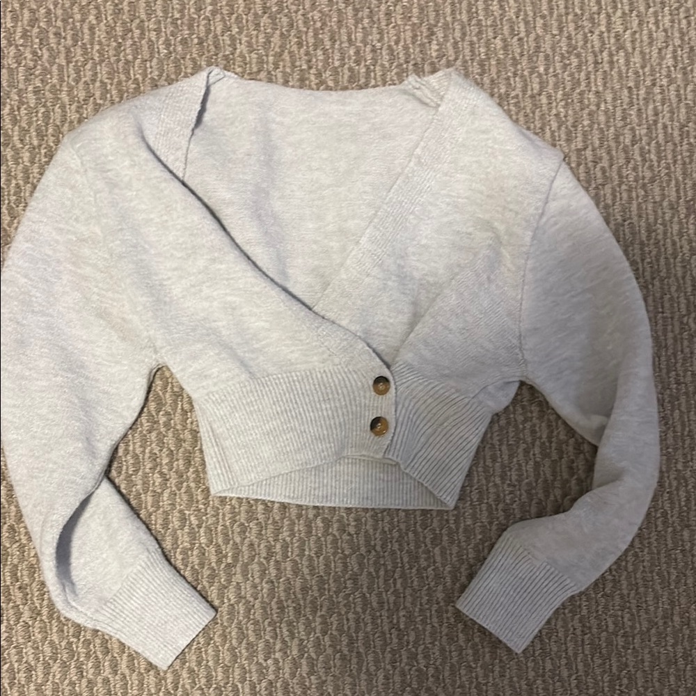 Gray Buttoned Cropped Sweater size small